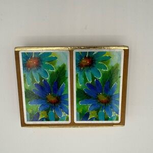 Vintage Congress Playing Cards 2 Deck Set Cel-U-Tone Floral Original Box